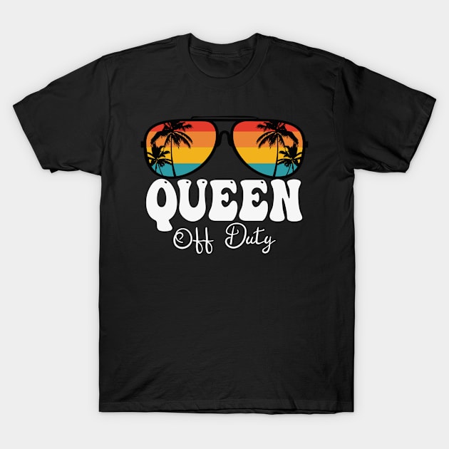 Queen Women Off Duty Sunglasses Grandma Hello Summer Sunset T-Shirt by TeeaxArt